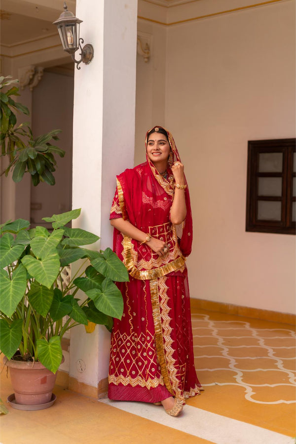 Rani Pure Satin Sikhiya Work