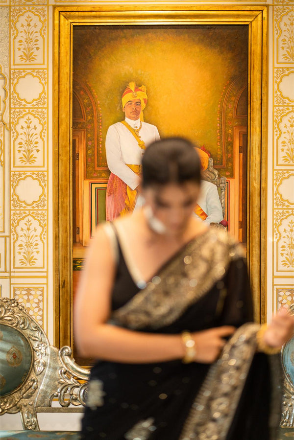 Black Saree Pure Chiffon